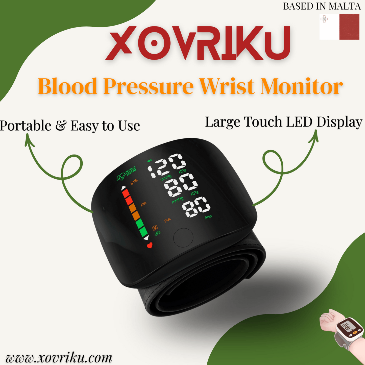 Blood Pressure Wrist Monitor Led Display