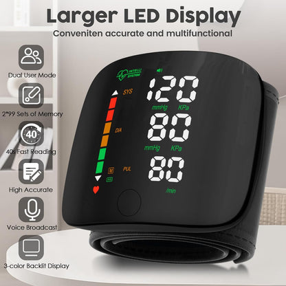 Blood Pressure Wrist Monitor Led Display