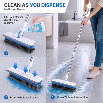 3-in-1 Floor Scrub Brush with Liquid Dispenser