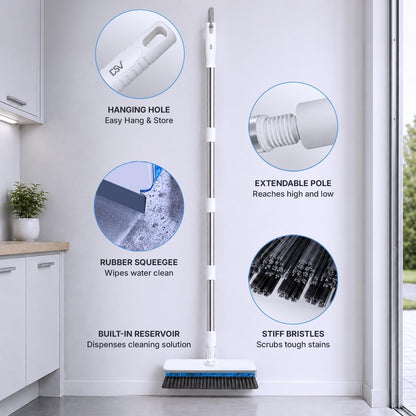 3-in-1 Floor Scrub Brush with Liquid Dispenser