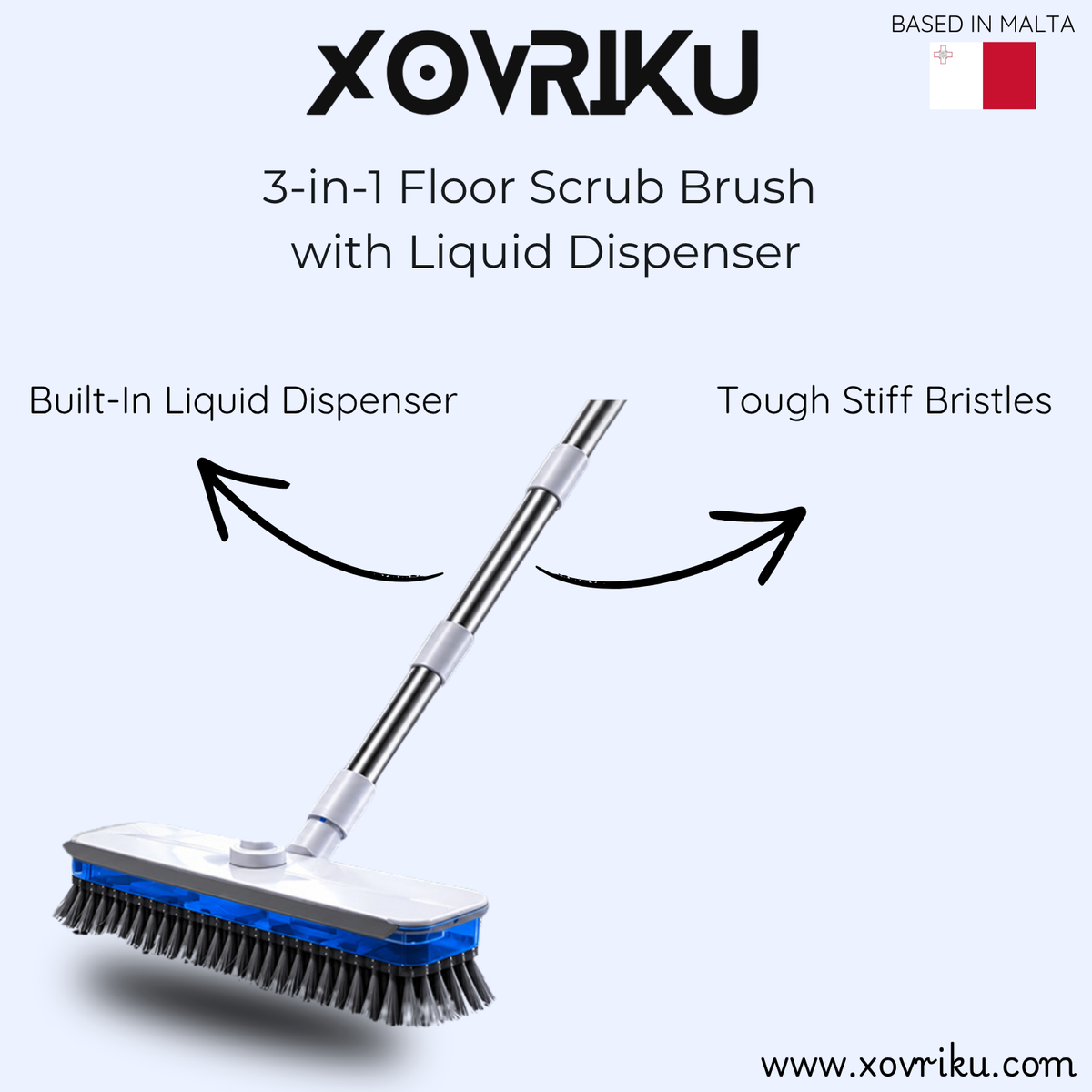 3-in-1 Floor Scrub Brush with Liquid Dispenser
