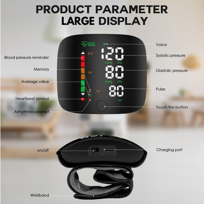 Blood Pressure Wrist Monitor Led Display